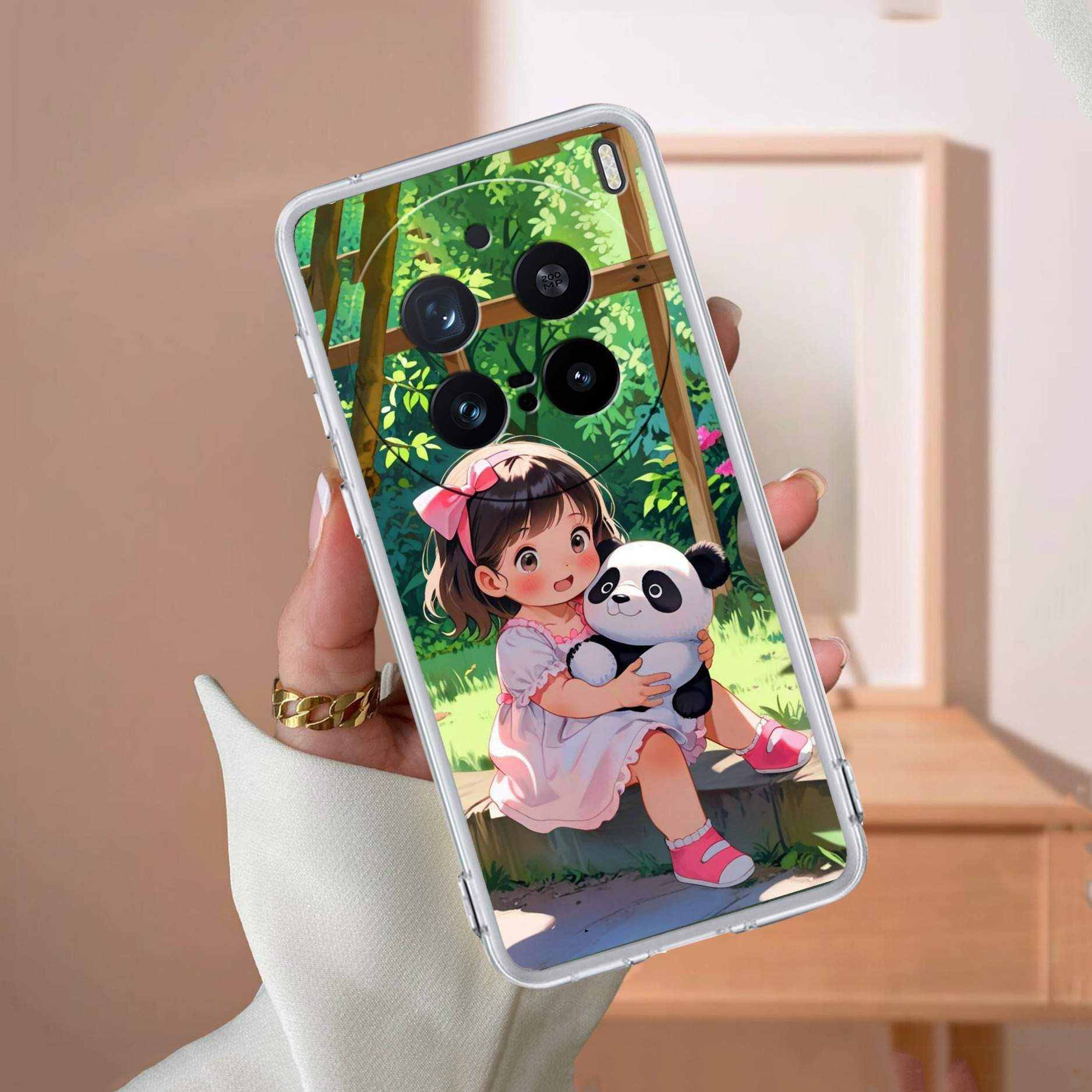 Blush & Panda  Transparent Silicon Case For Vivo X200 Pro 5G