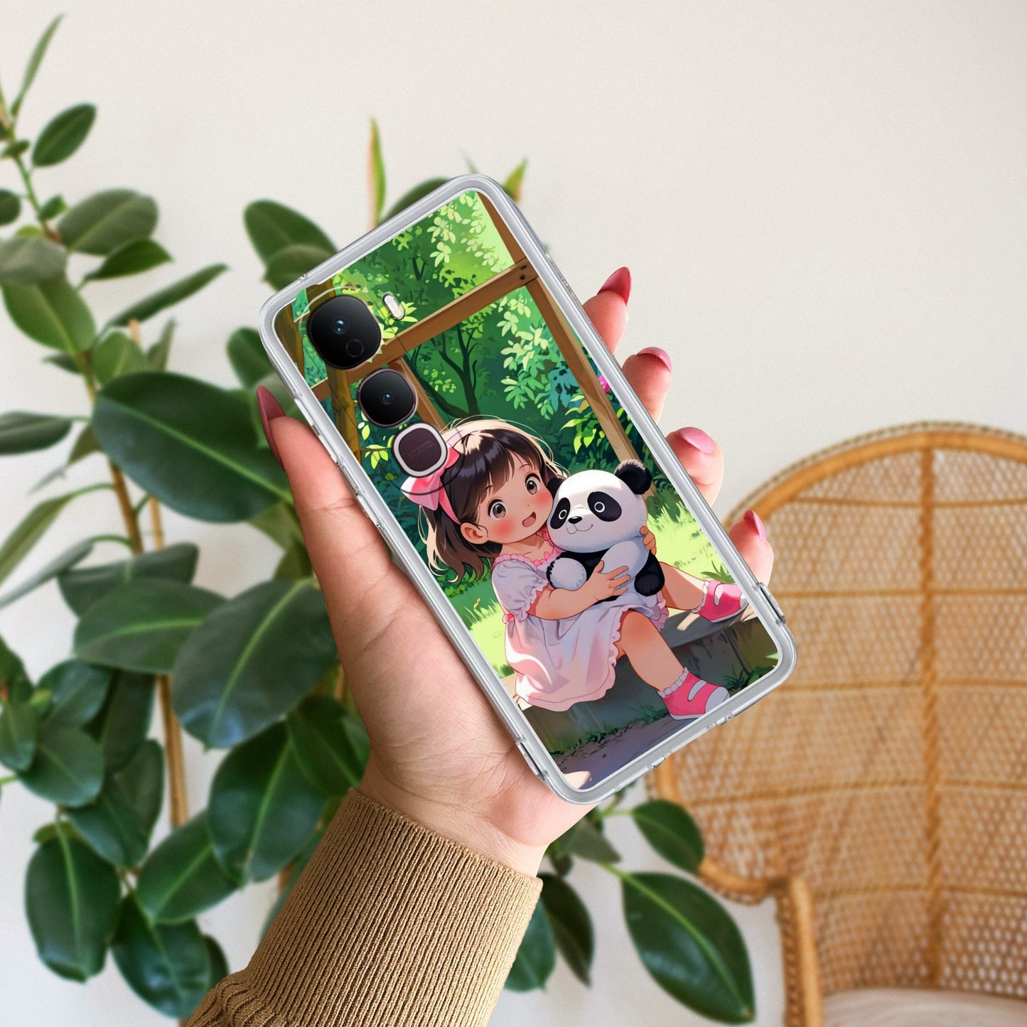 Blush & Panda  Transparent Silicon Case For Vivo