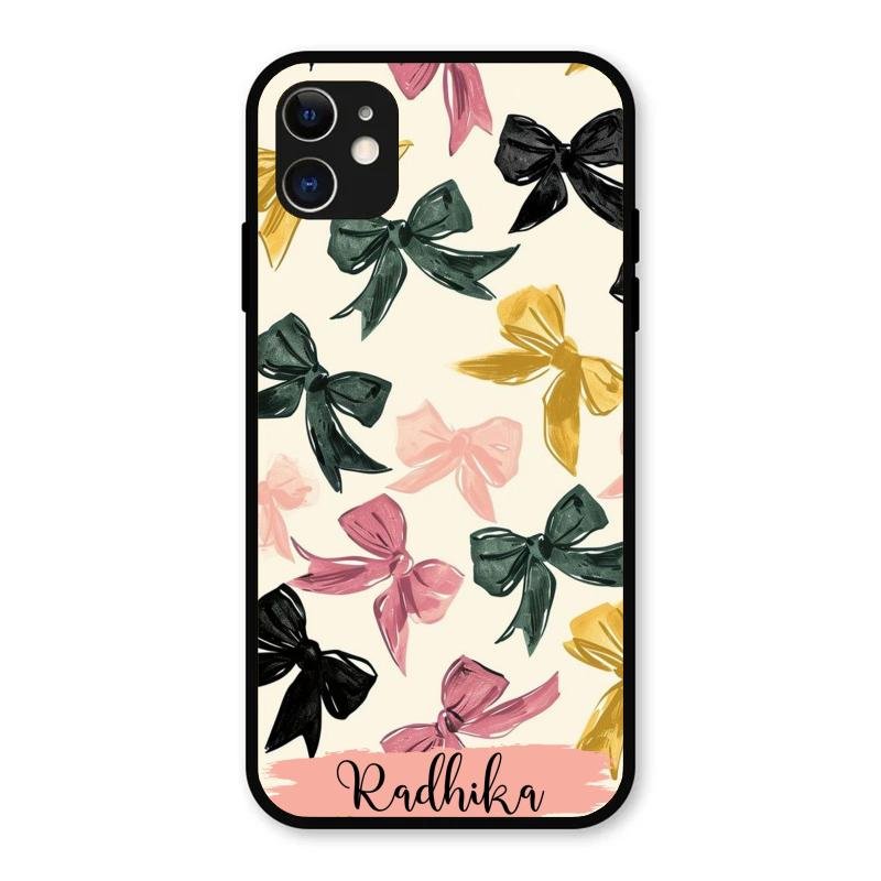 Bow Customize Glass Case Cover For iPhone 11