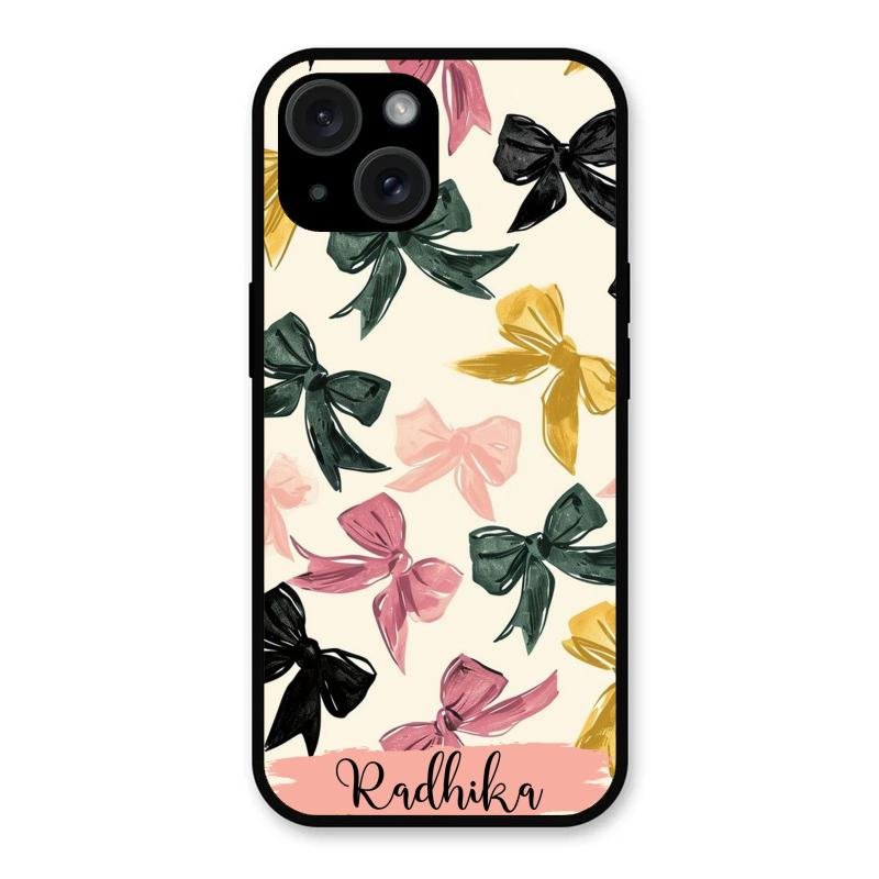 Bow Customize Glass Case Cover For iPhone 15 Plus
