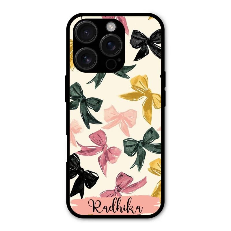 Bow Customize Glass Case Cover For iPhone 16 Pro Max