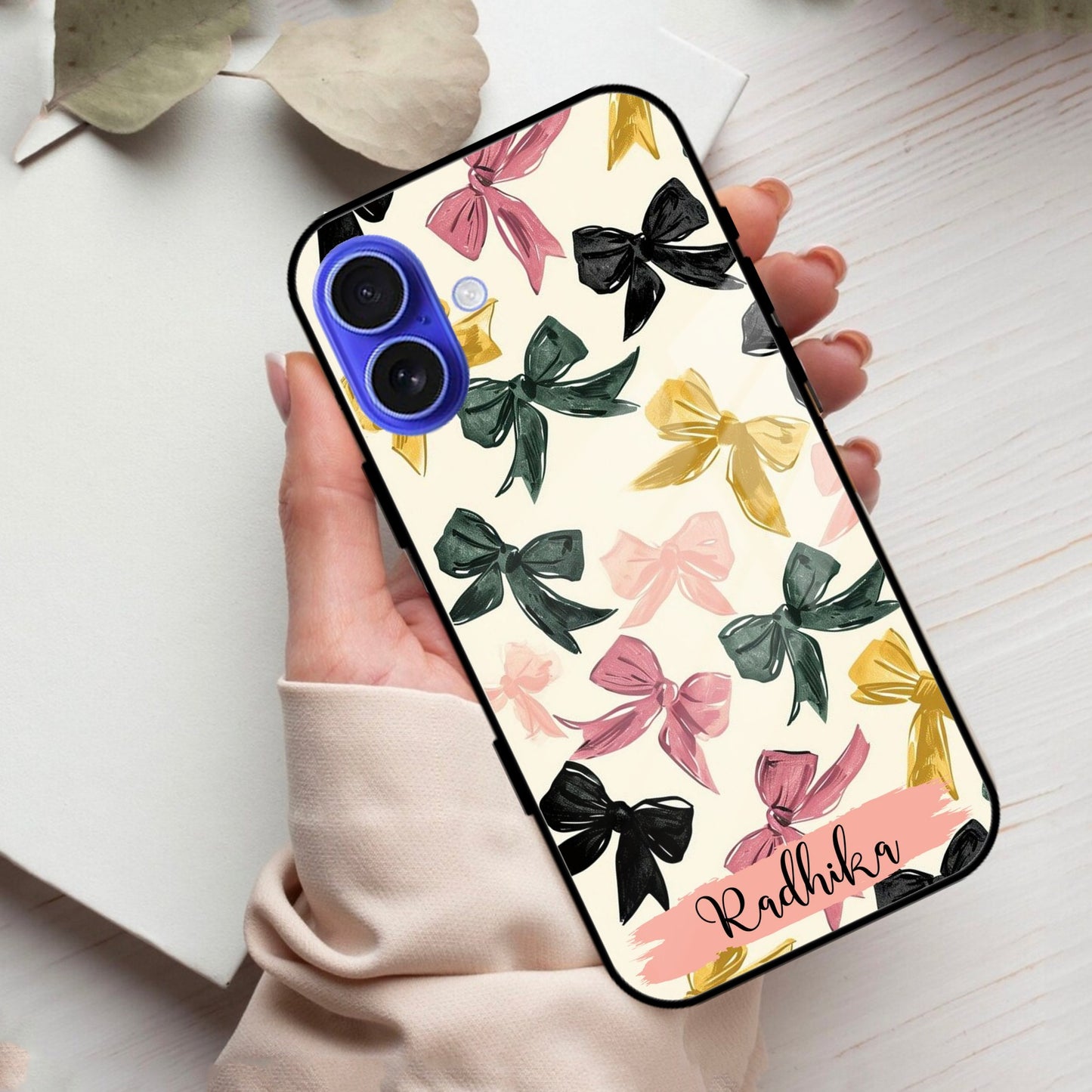 Bow Customize  Glass Case Cover For iPhone