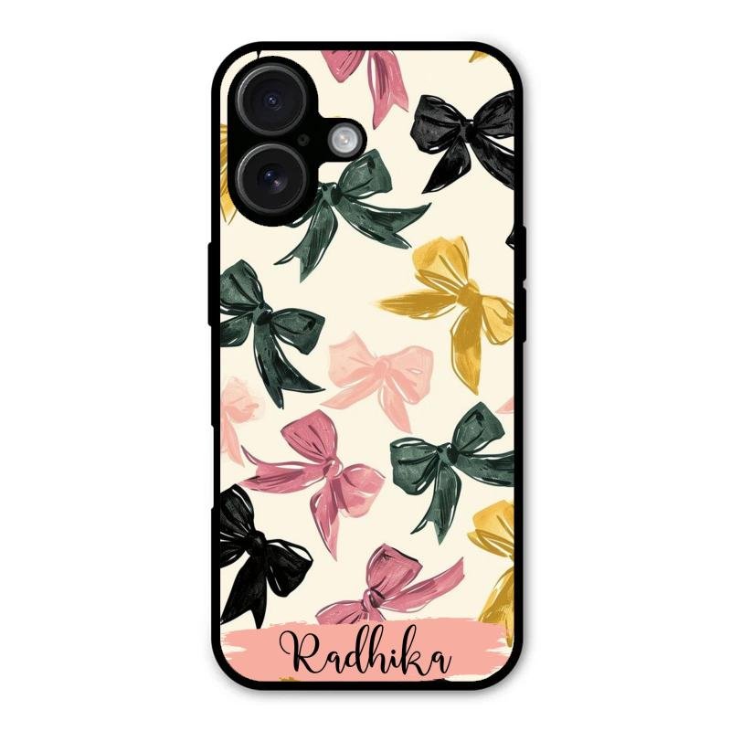 Bow Customize Glass Case Cover For iPhone 16