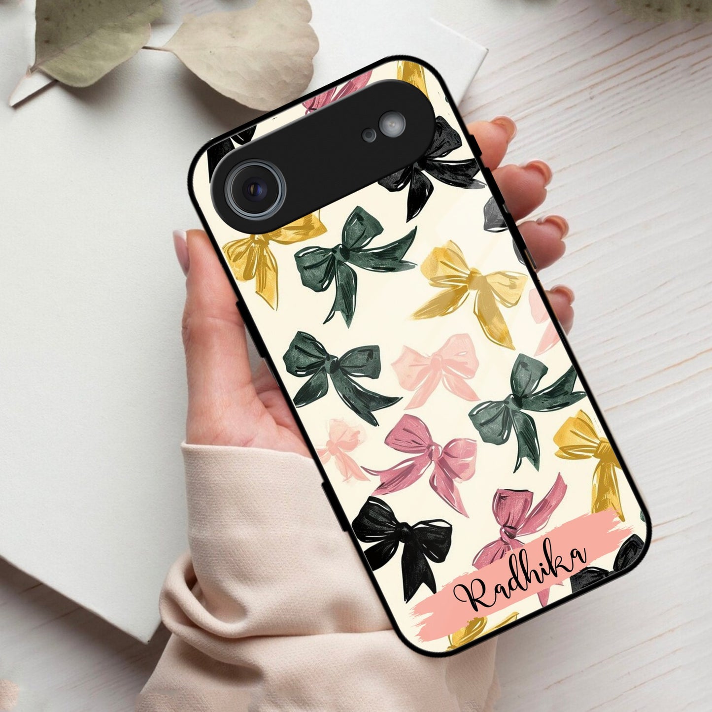 Bow Customize  Glass Case Cover For iPhone