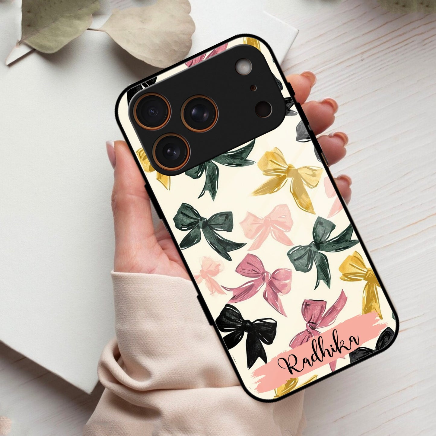 Bow Customize  Glass Case Cover For iPhone