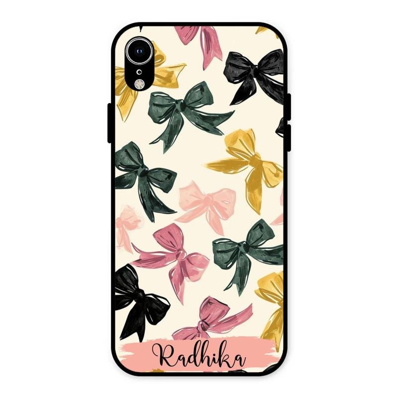 Bow Customize Glass Case Cover For iPhone XR