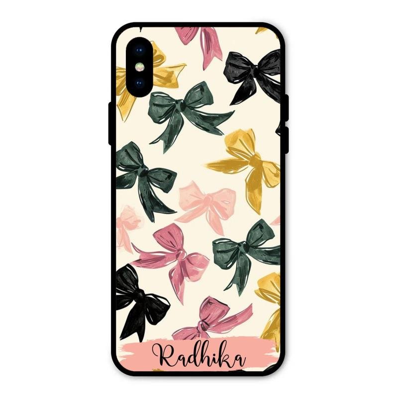 Bow Customize Glass Case Cover For iPhone XS