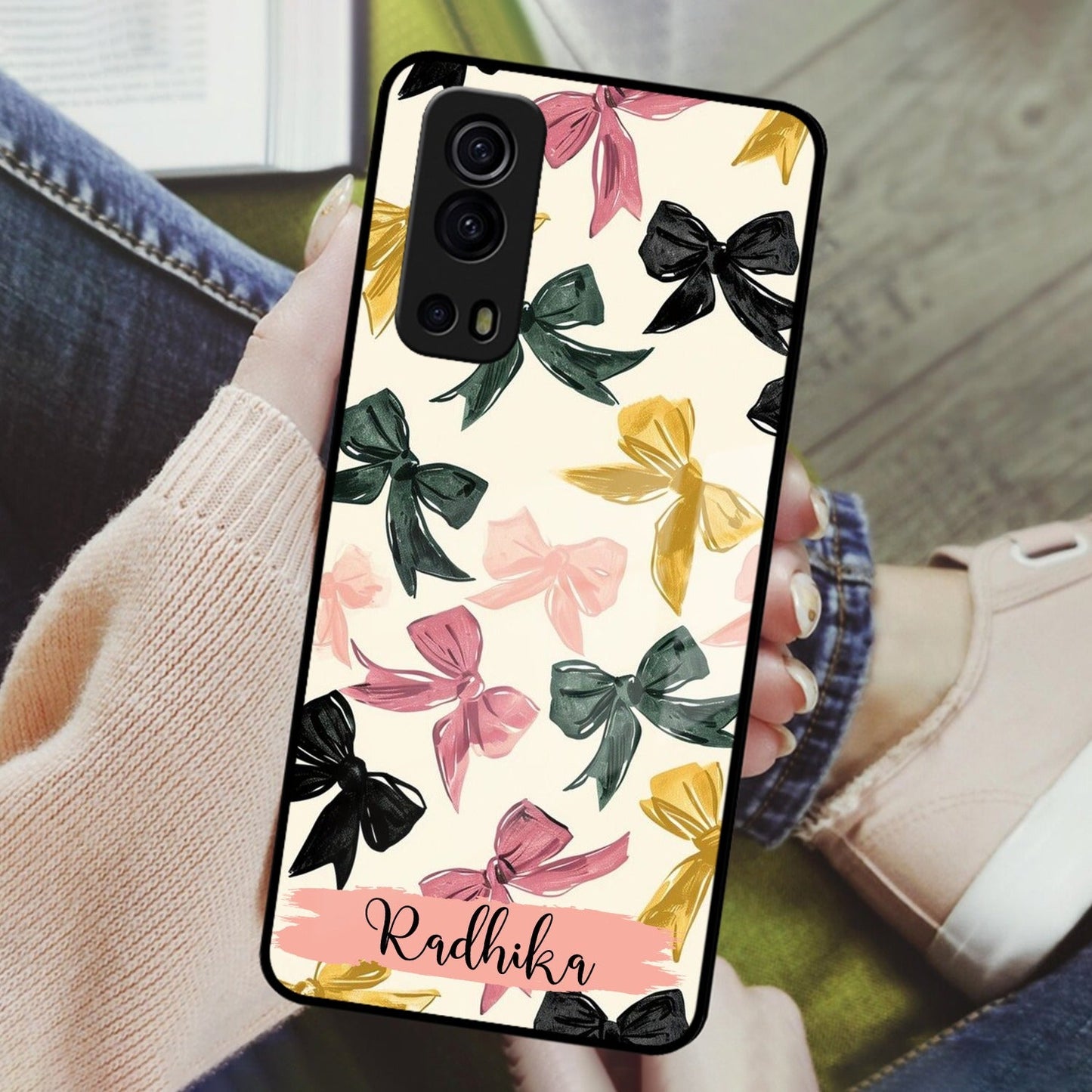 Bow Customize Glass Case Cover For iQOO