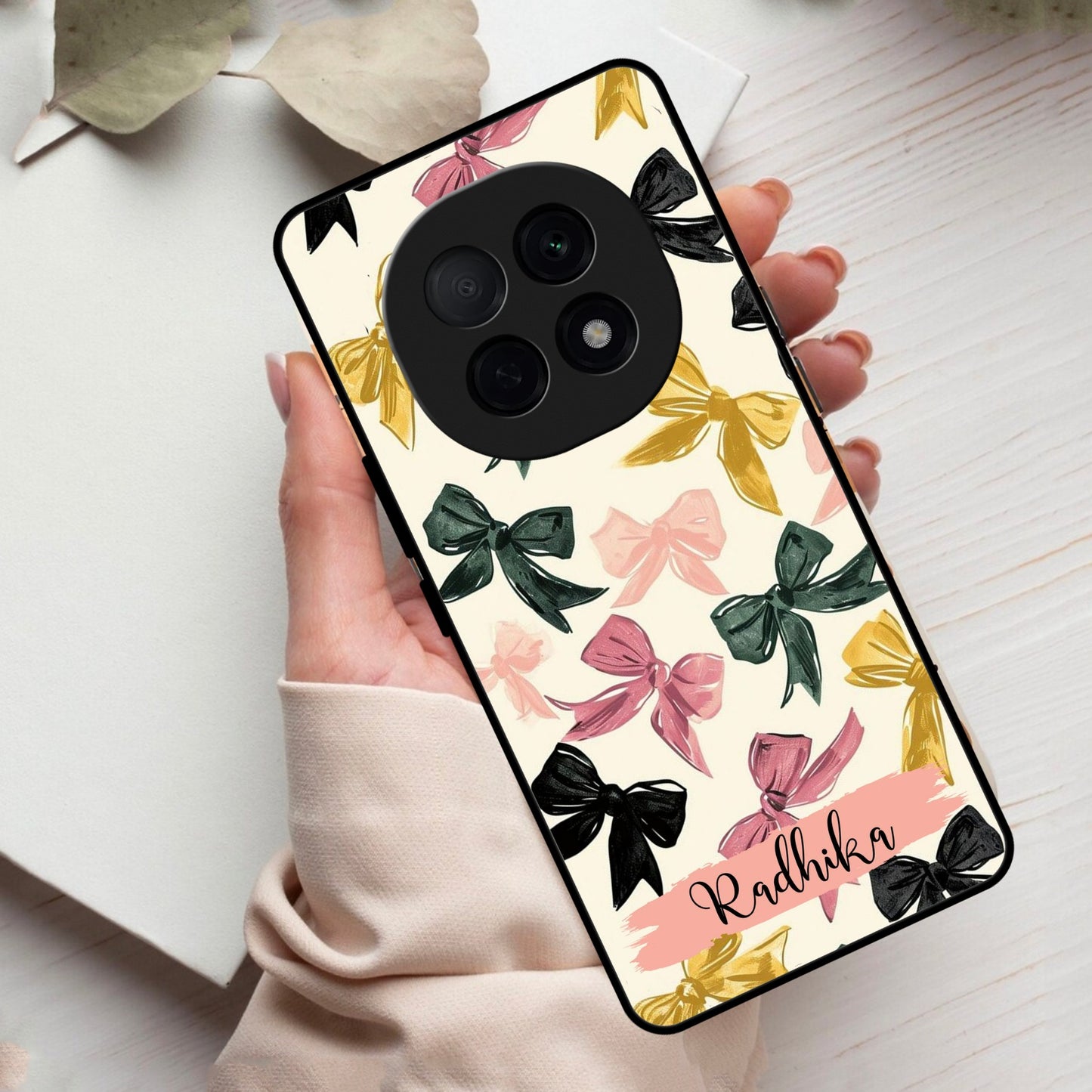 Bow Customize Glass Case Cover For Oppo