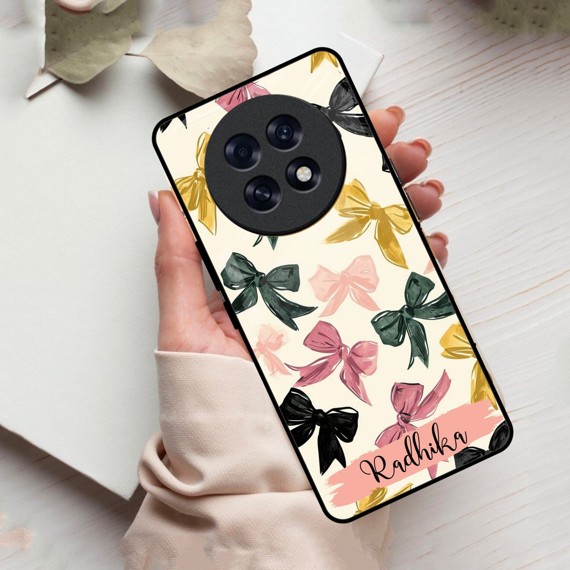 Bow Customize Glass Case Cover For Oppo