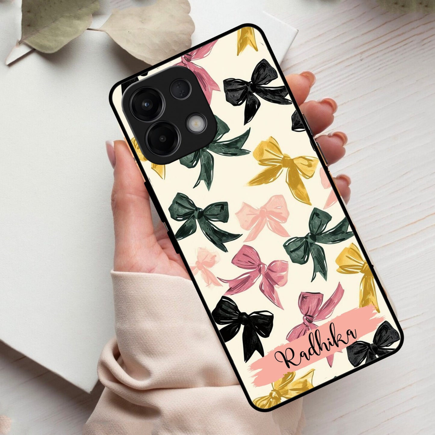 Bow Customize Glass Case Cover For Oppo