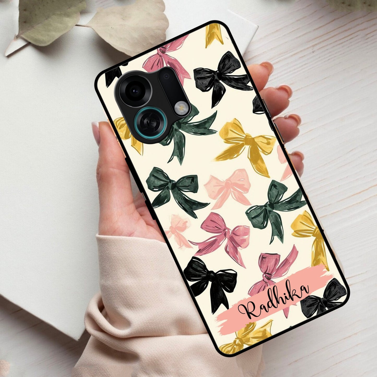 Bow Customize Glass Case Cover For Oppo