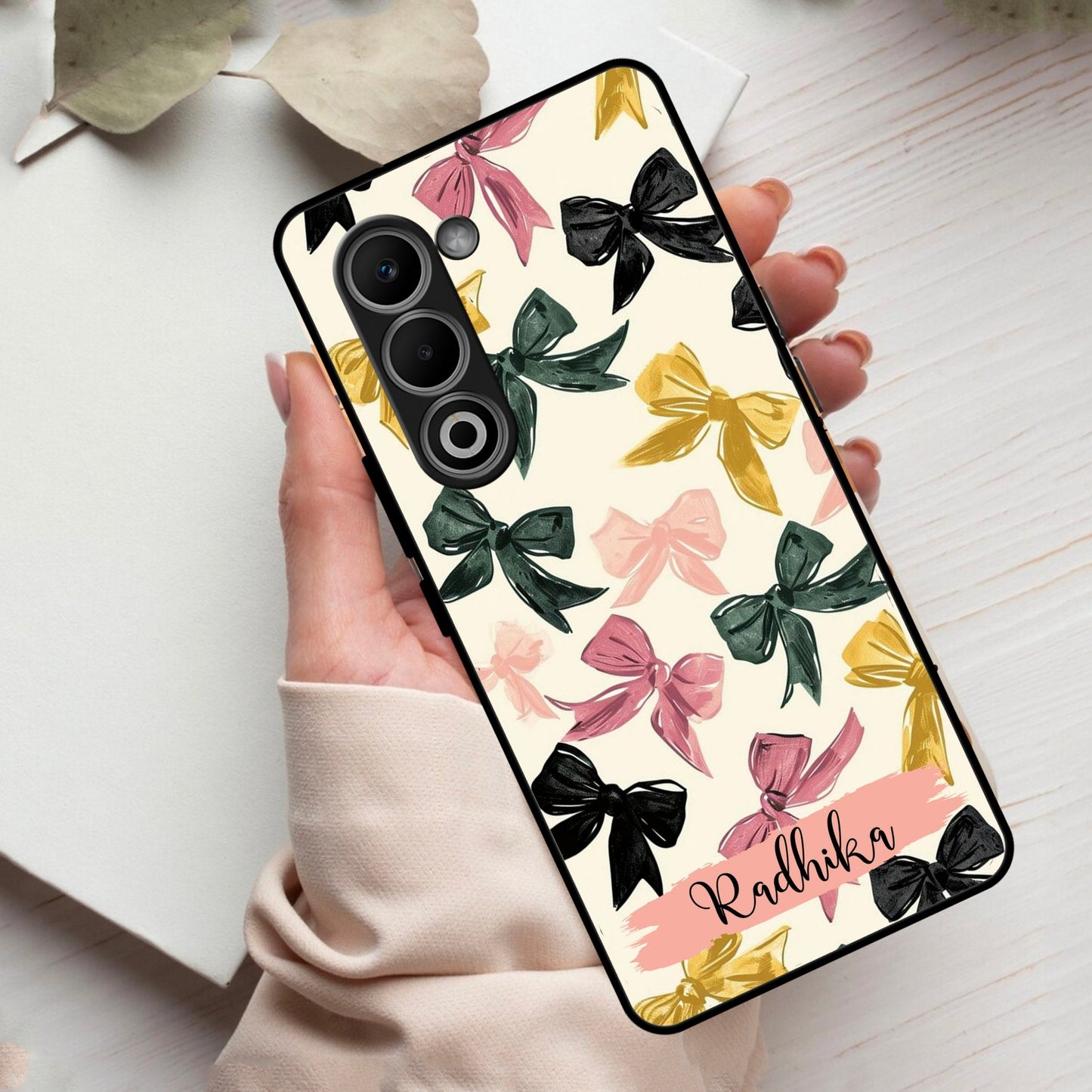 Bow Customize Glass Case Cover For Oppo