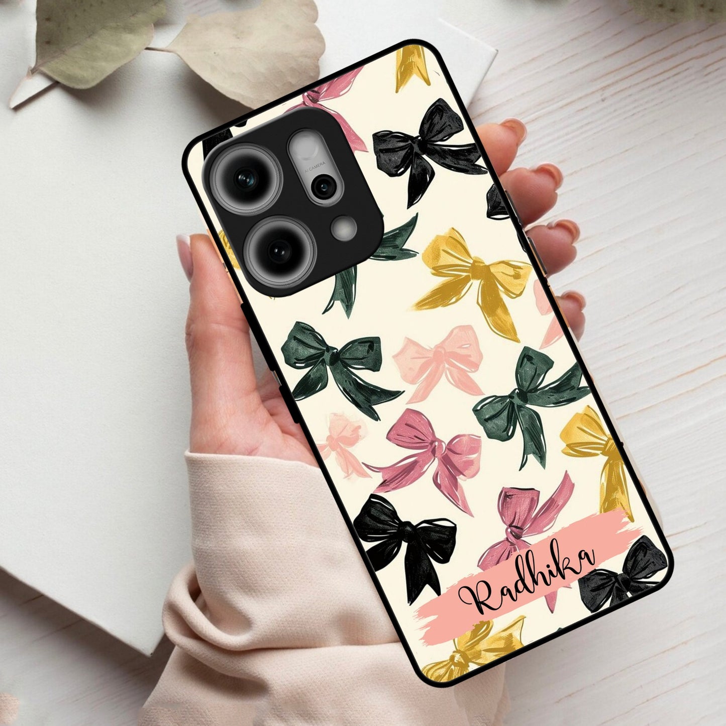 Bow Customize Glass Case Cover For Oppo