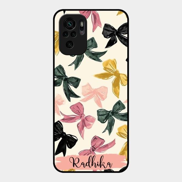 Bow Customize Glass Case Cover For Redmi Note 10
