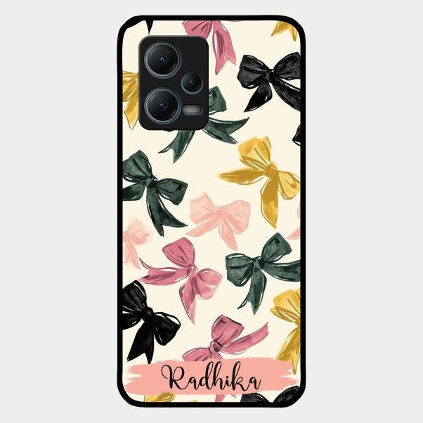Bow Customize Glass Case Cover For Redmi Note 12 5G