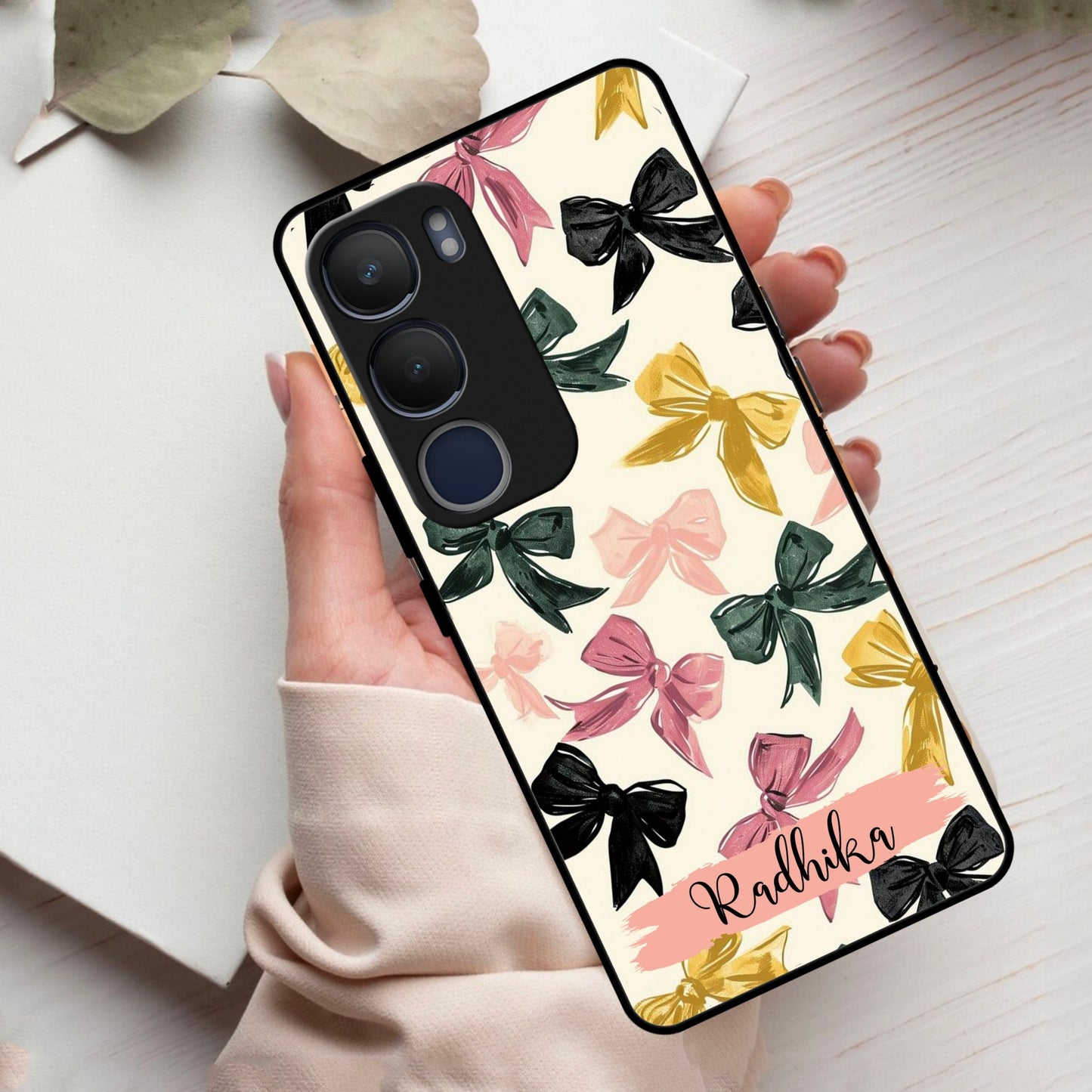 Bow Customize Glass Case Cover For Vivo
