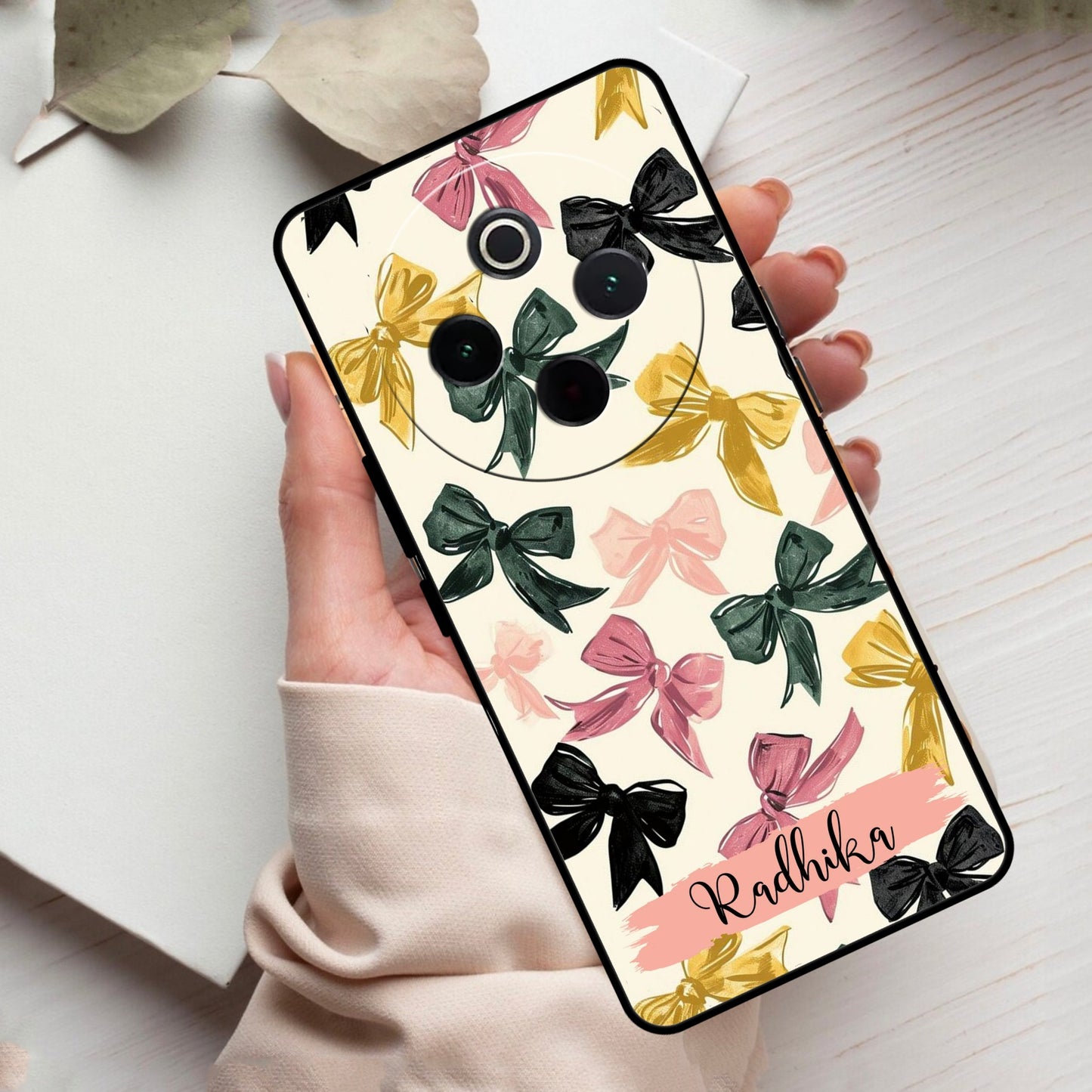 Bow Customize Glass Case Cover For Vivo