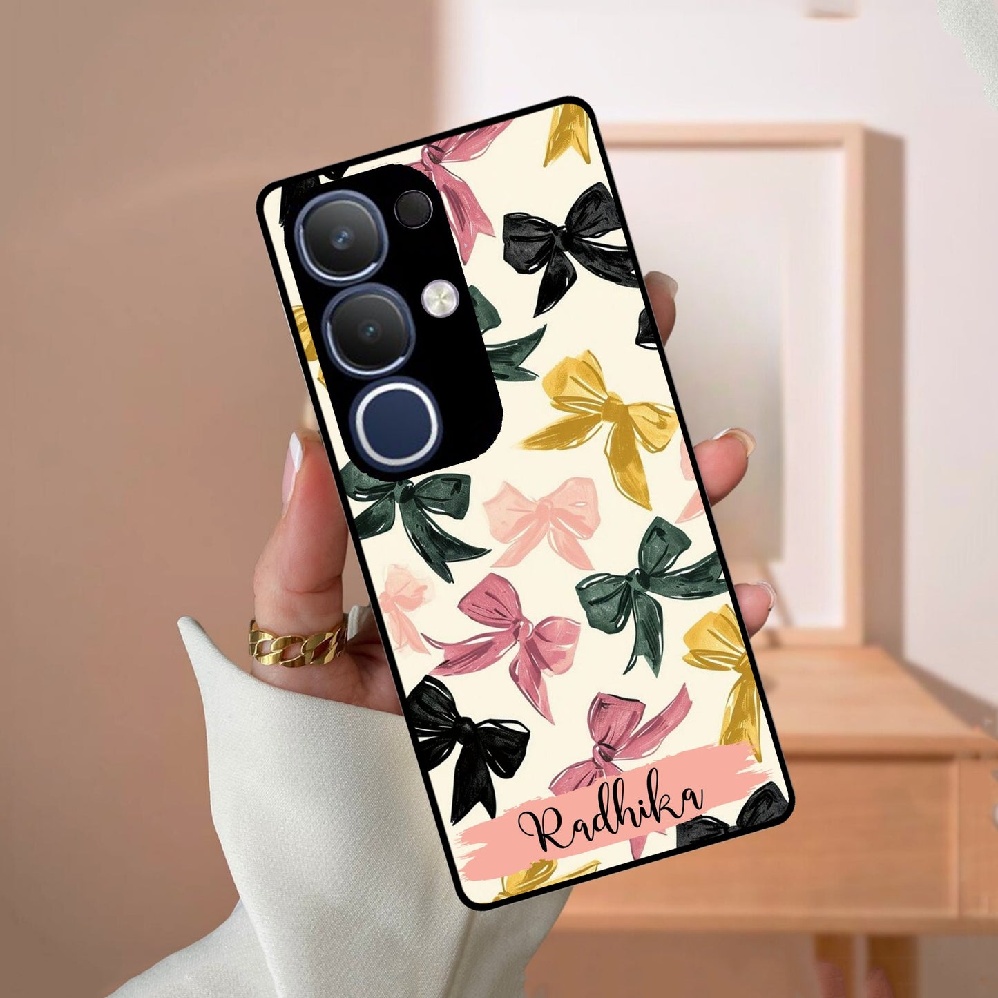 Bow Customize Glass Case Cover For Vivo