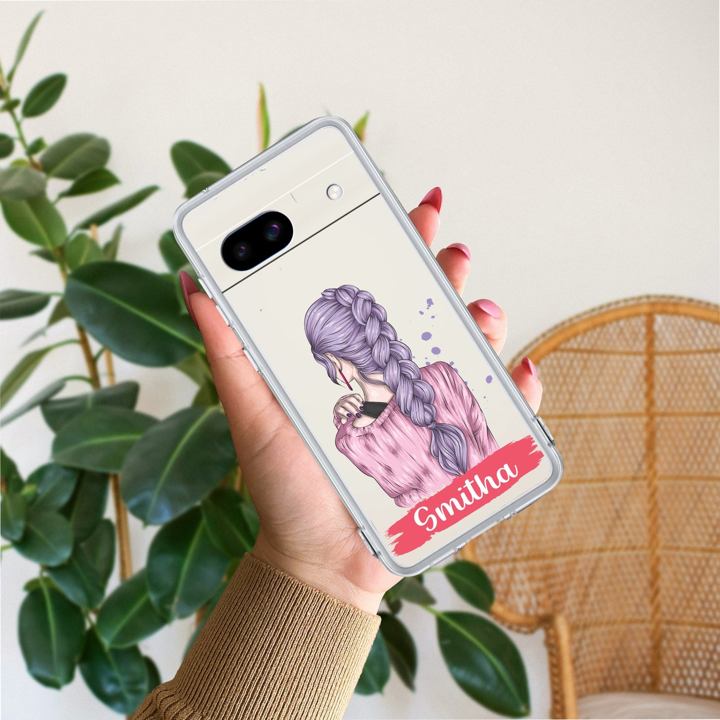 Braid Girl Customize Transparent Silicon Case For Google