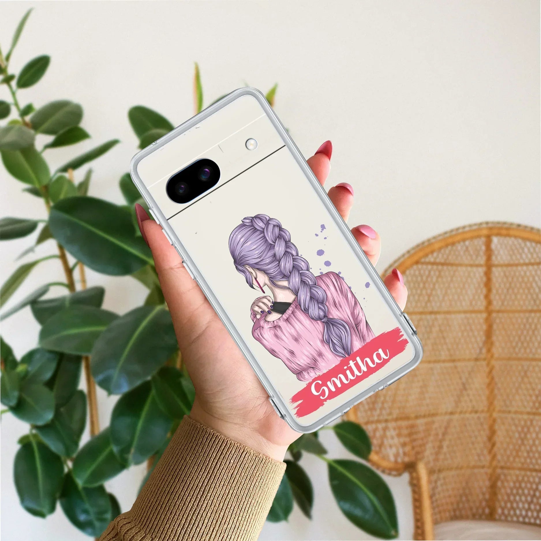 Braid Girl Customize Transparent Silicon Case For Google Pixel 8a 5G