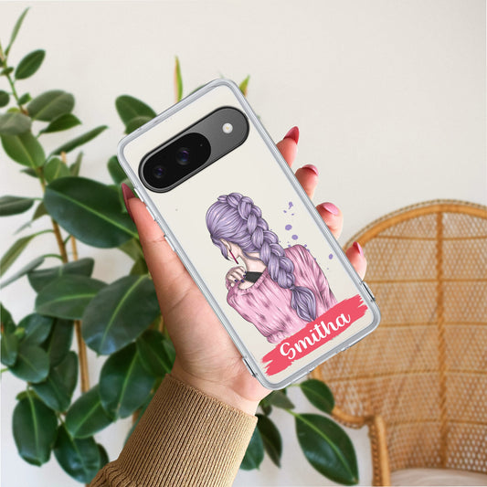 Braid Girl Customize Transparent Silicon Case For Google