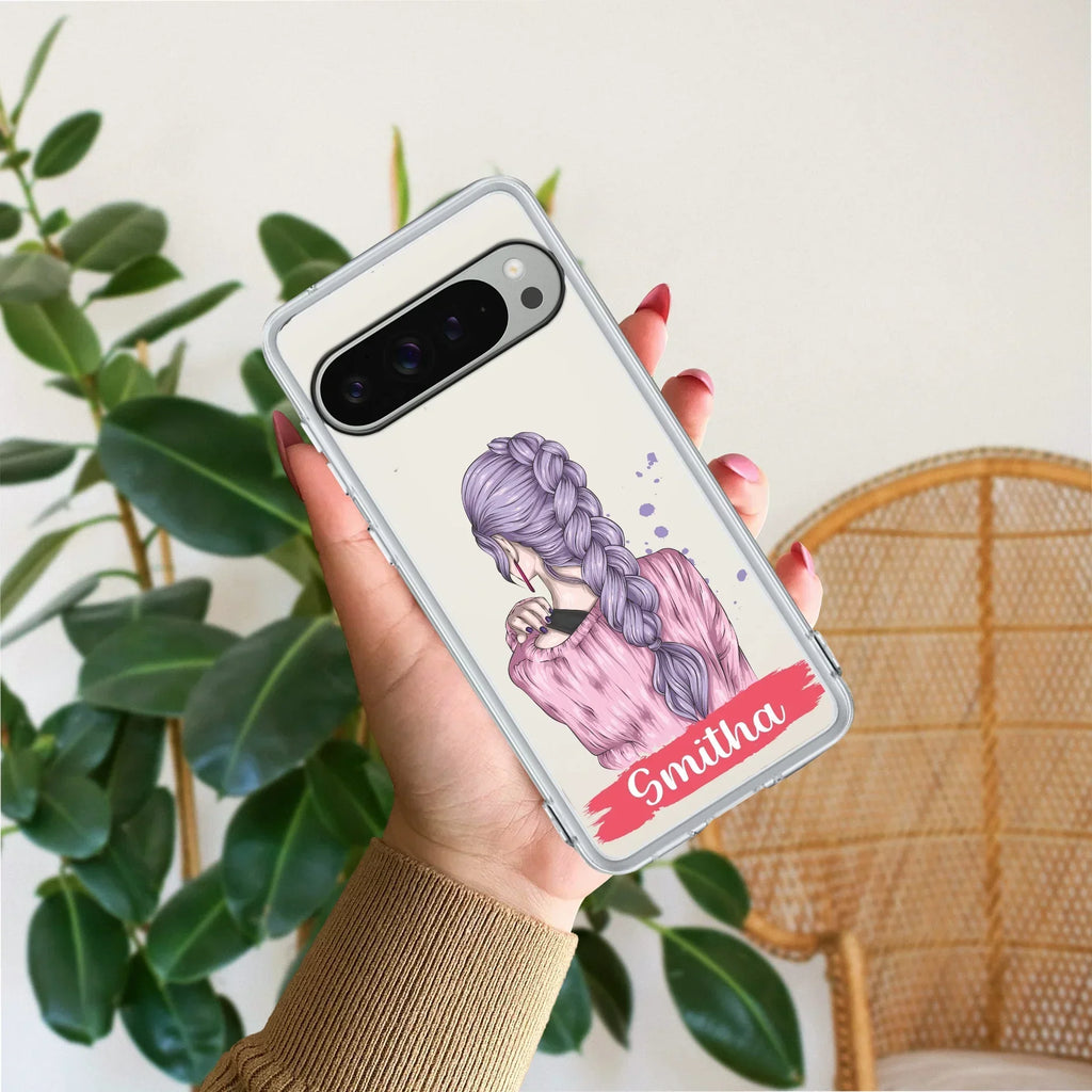 Braid Girl Customize Anti Yellow Case For Google Pixel 9 Pro XL