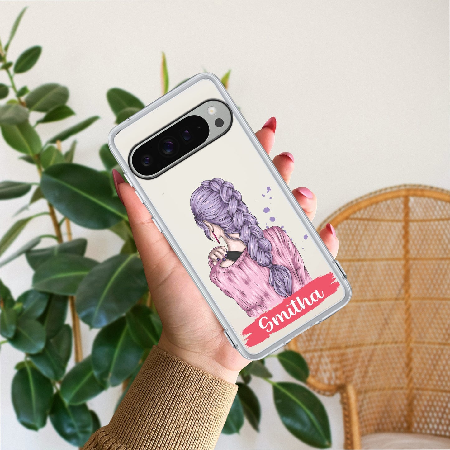 Braid Girl Customize Transparent Silicon Case For Google