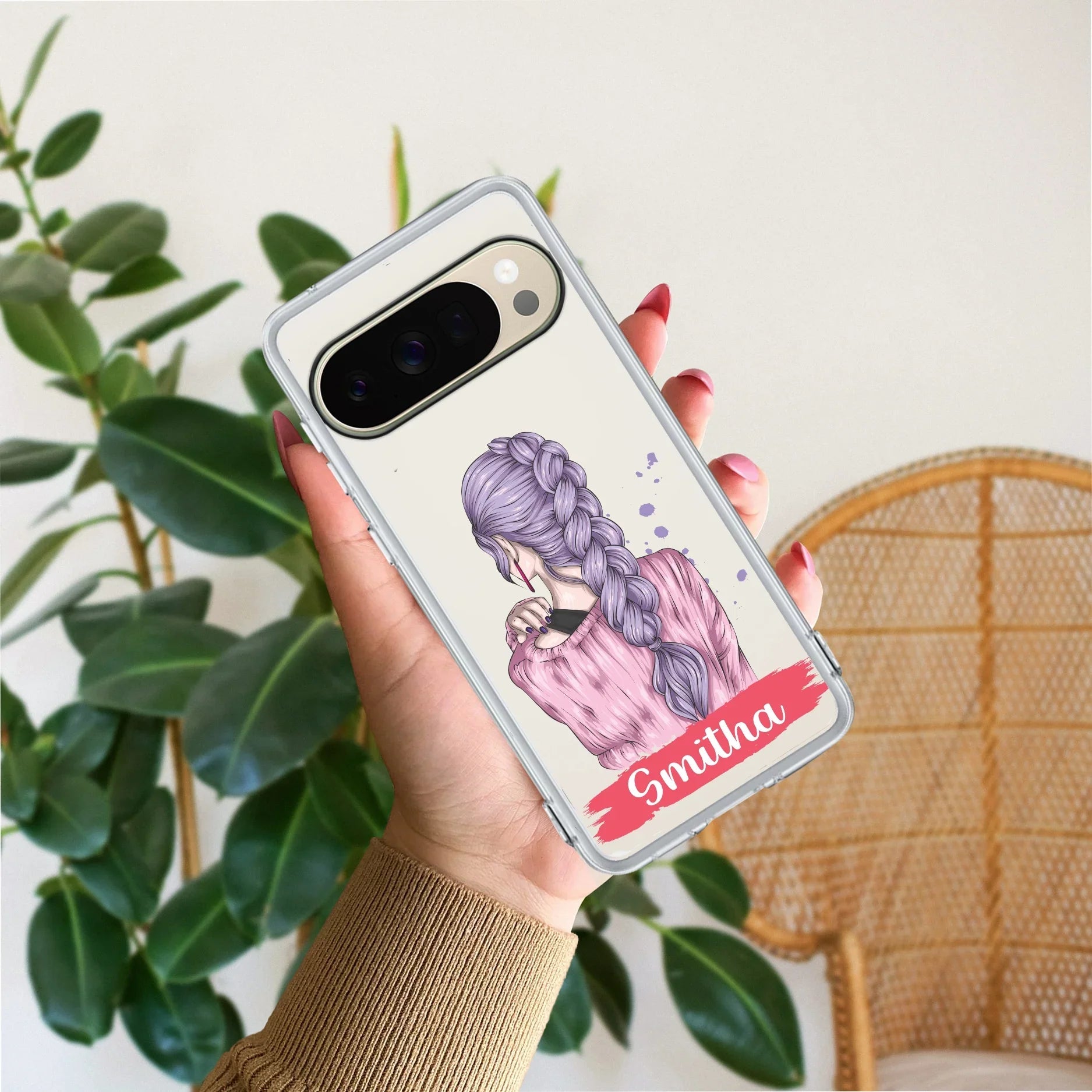 Braid Girl Customize Transparent Silicon Case For Google Pixel 10 Pro