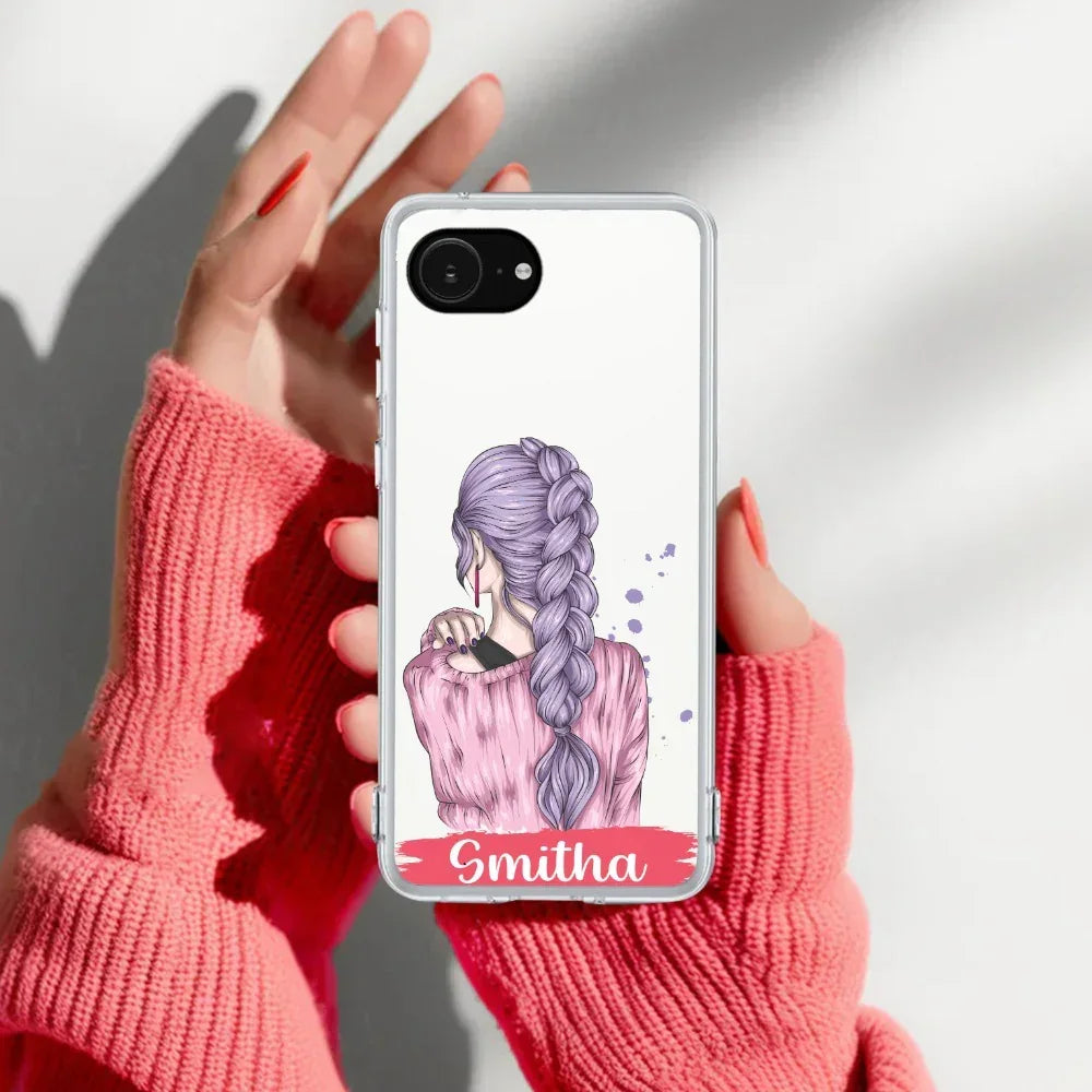 Braid Girl Customize Anti Yellow Clear Case For iPhone 17e