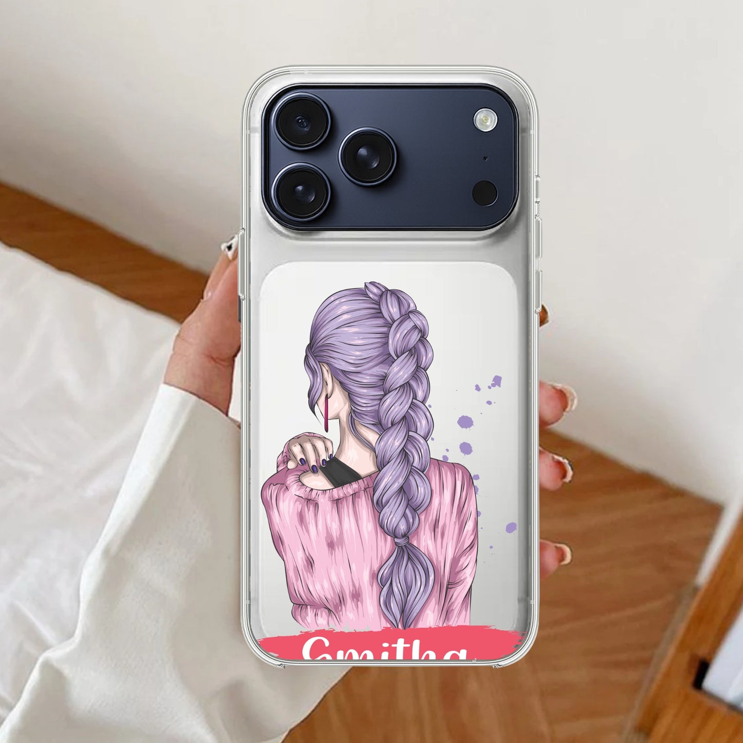 Braid Girl Customize Transparent Silicon Case For iPhone