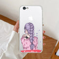 Braid Girl Customize Transparent Silicon Case For iPhone 7 / iPhone 8 / iPhone Se 2020