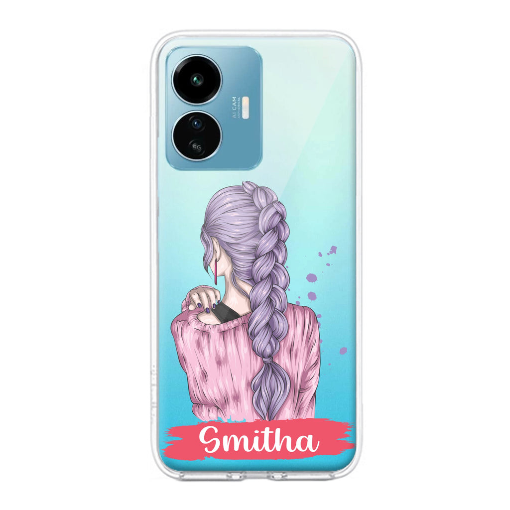 Braid Girl Customize Transparent Silicon Case For iQOO Z6 Lite 5G