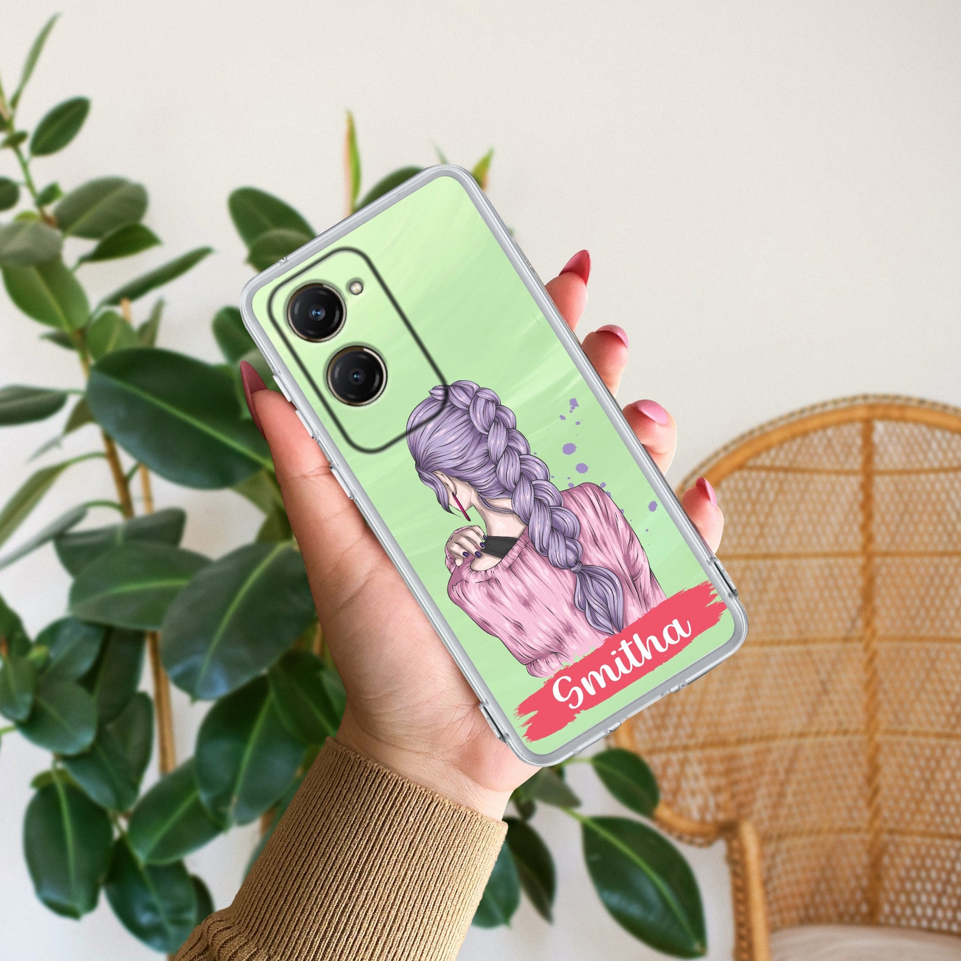 Braid Girl Customize Transparent Silicon Case For Vivo T3 Lite 5G