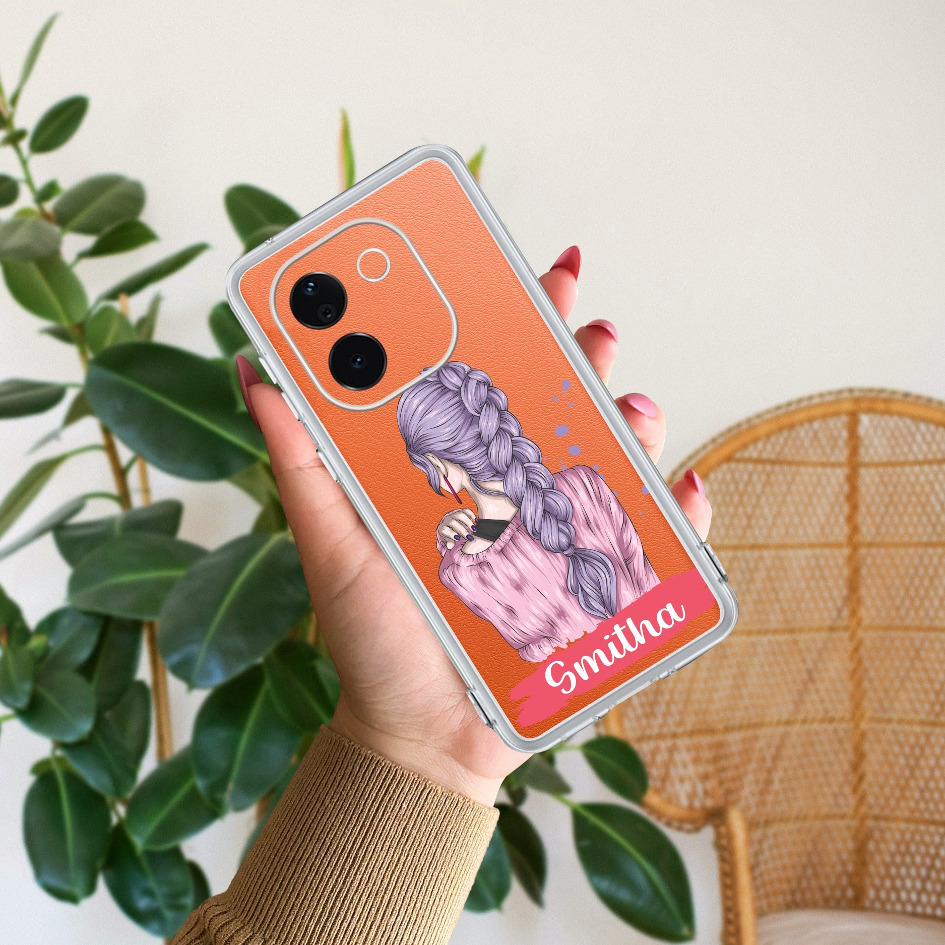 Braid Girl Customize Transparent Silicon Case For iQOO Z9s Pro 5G