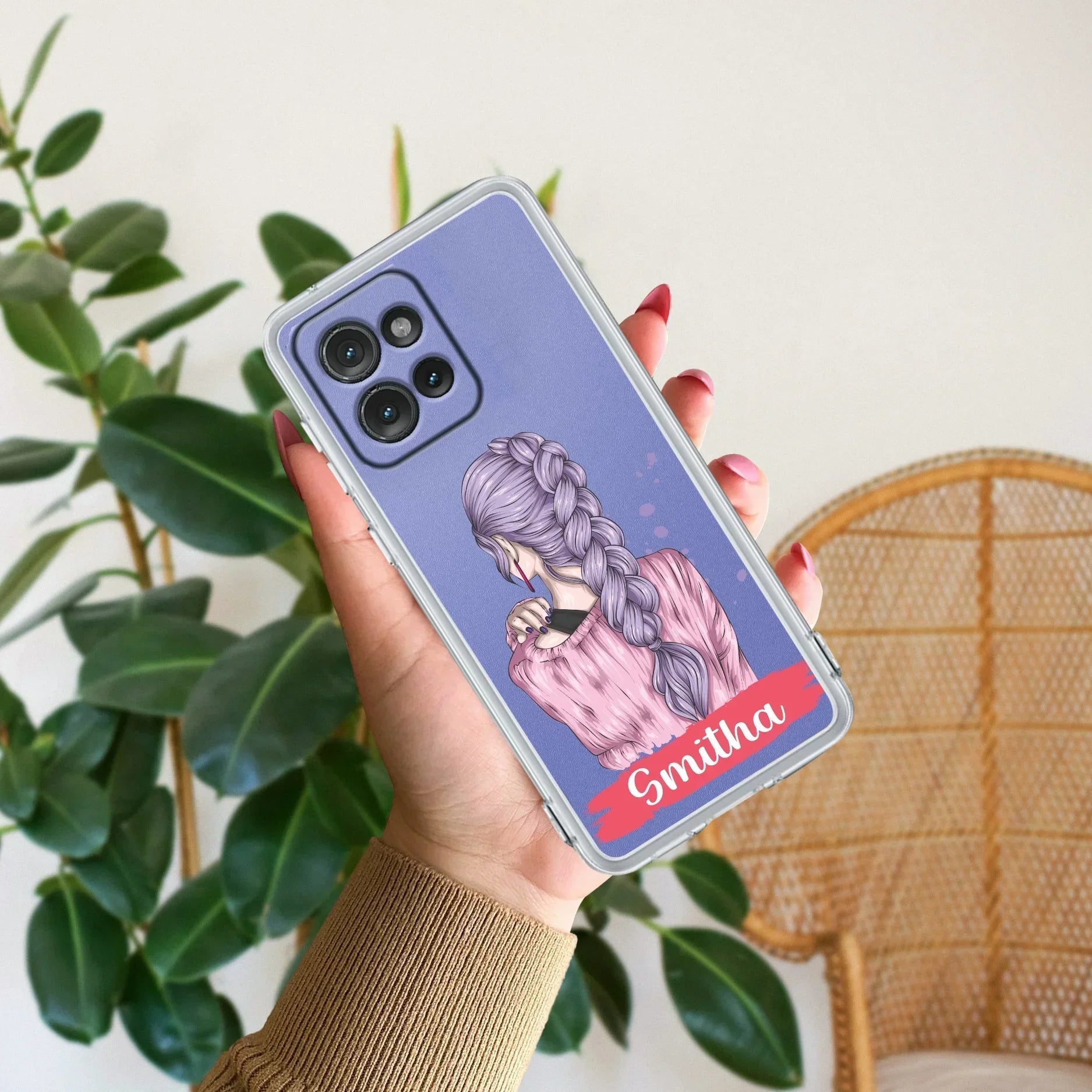 Braid Girl Customize Anti Yellow Case For Motorola Edge 50