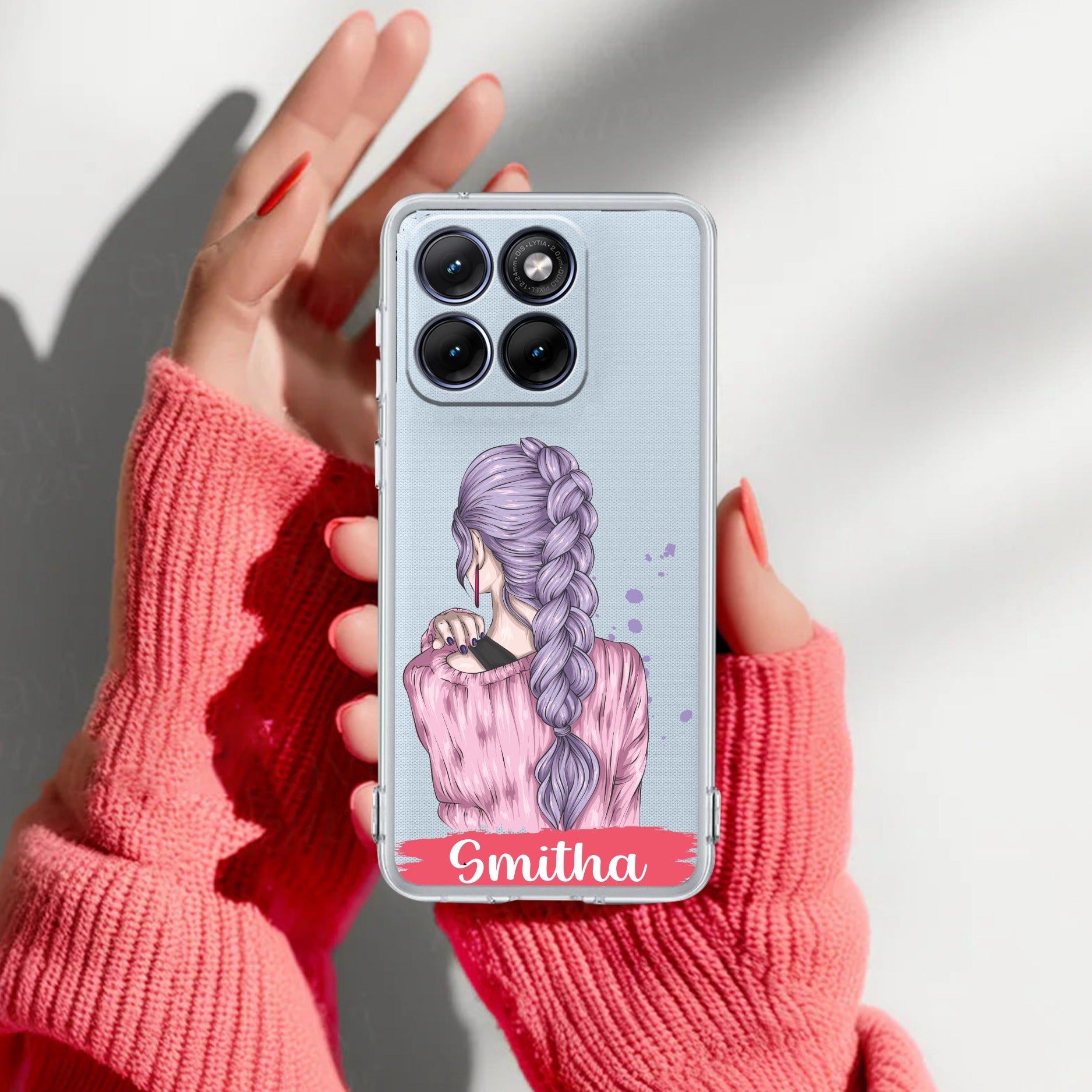 Braid Girl Customize Transparent Silicon Case For Motorola