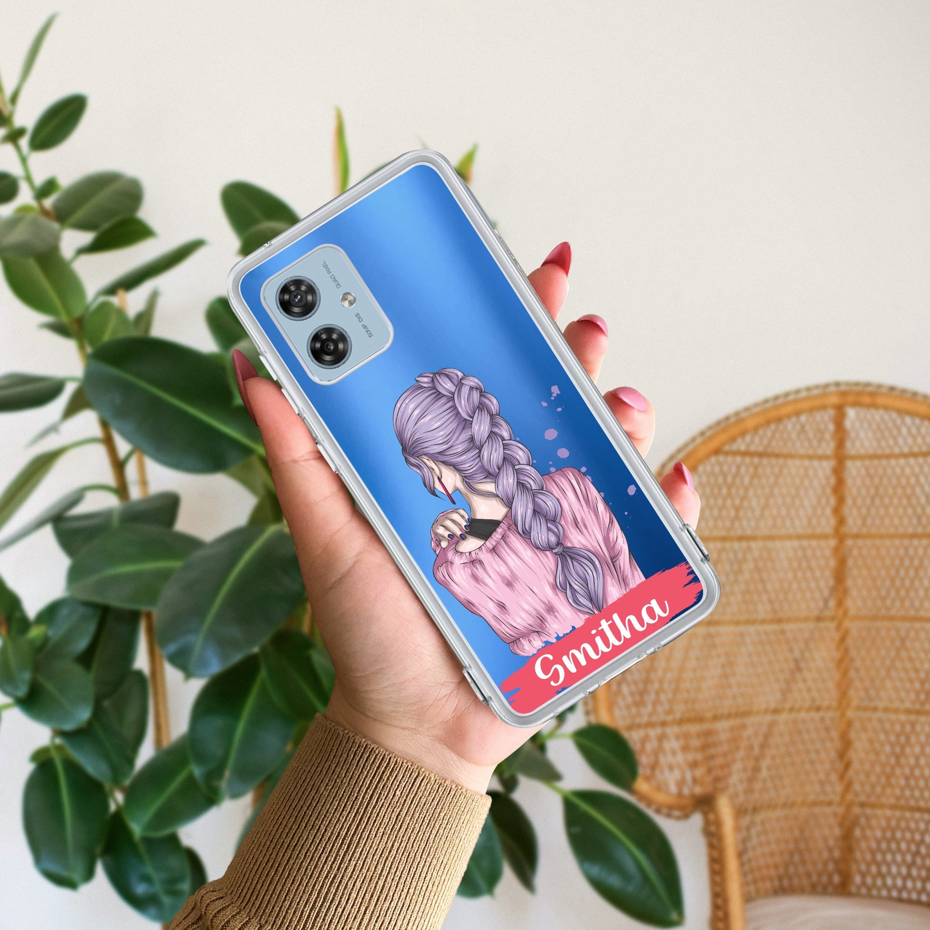 Braid Girl Customize Anti Yellow Case For Motorola G64 5G