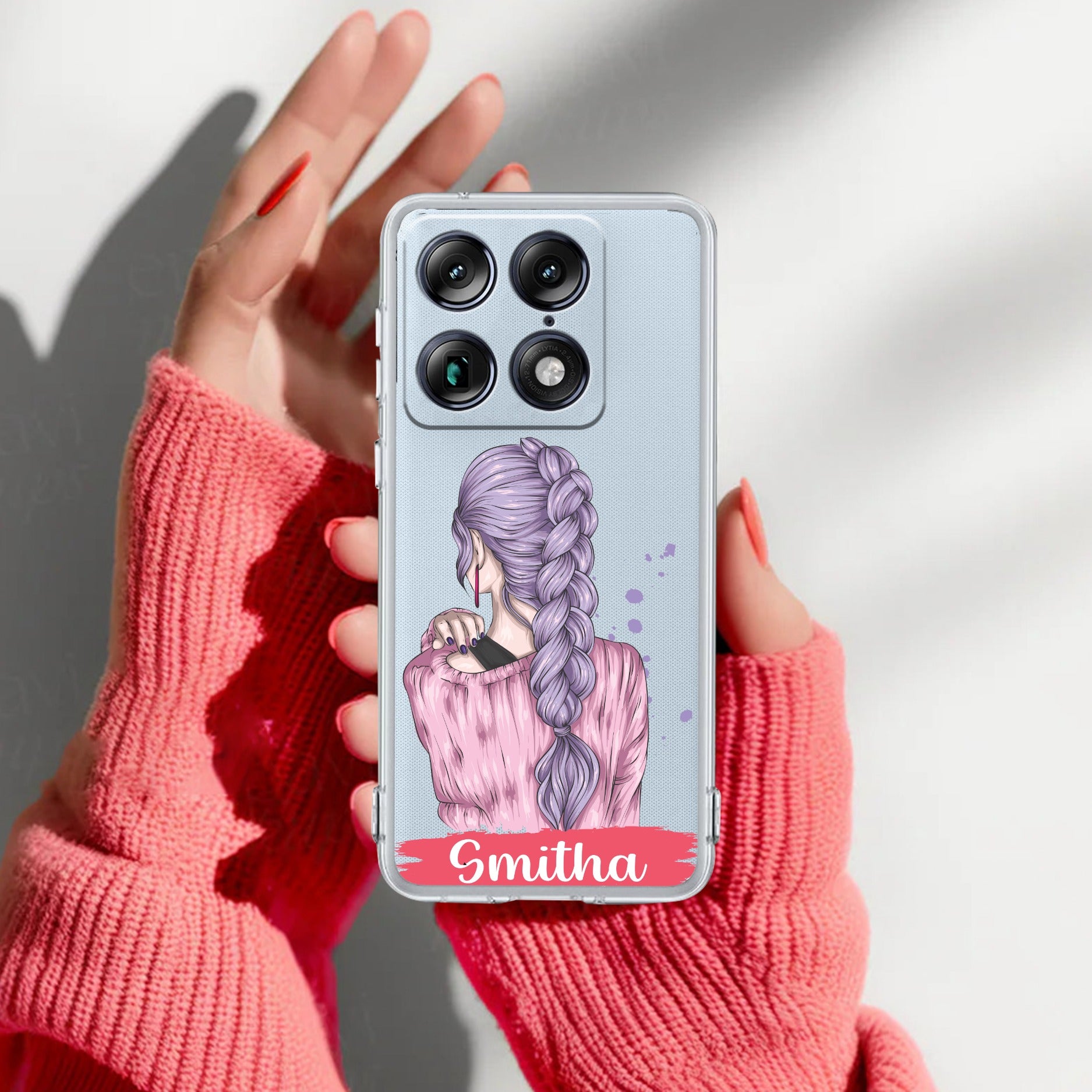 Braid Girl Customize Transparent Silicon Case For Motorola