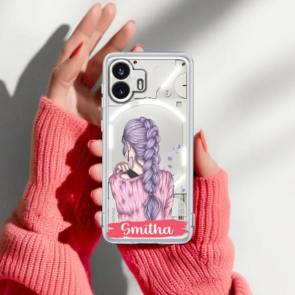 Braid Girl Customize Transparent Silicon Case For Nothing