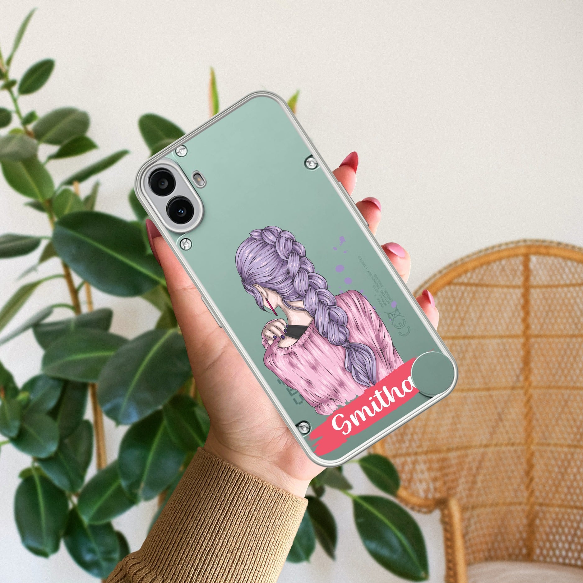 Braid Girl Customize Transparent Silicon Case For CMF Nothing Phone 1 5G