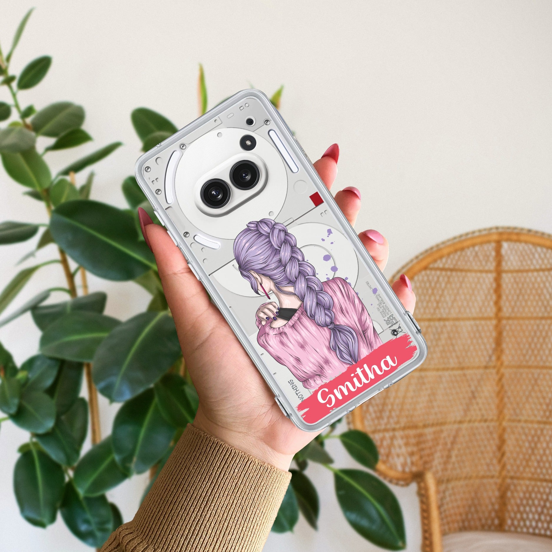 Braid Girl Customize Anti Yellow Case For Nothing Phone 2a Plus