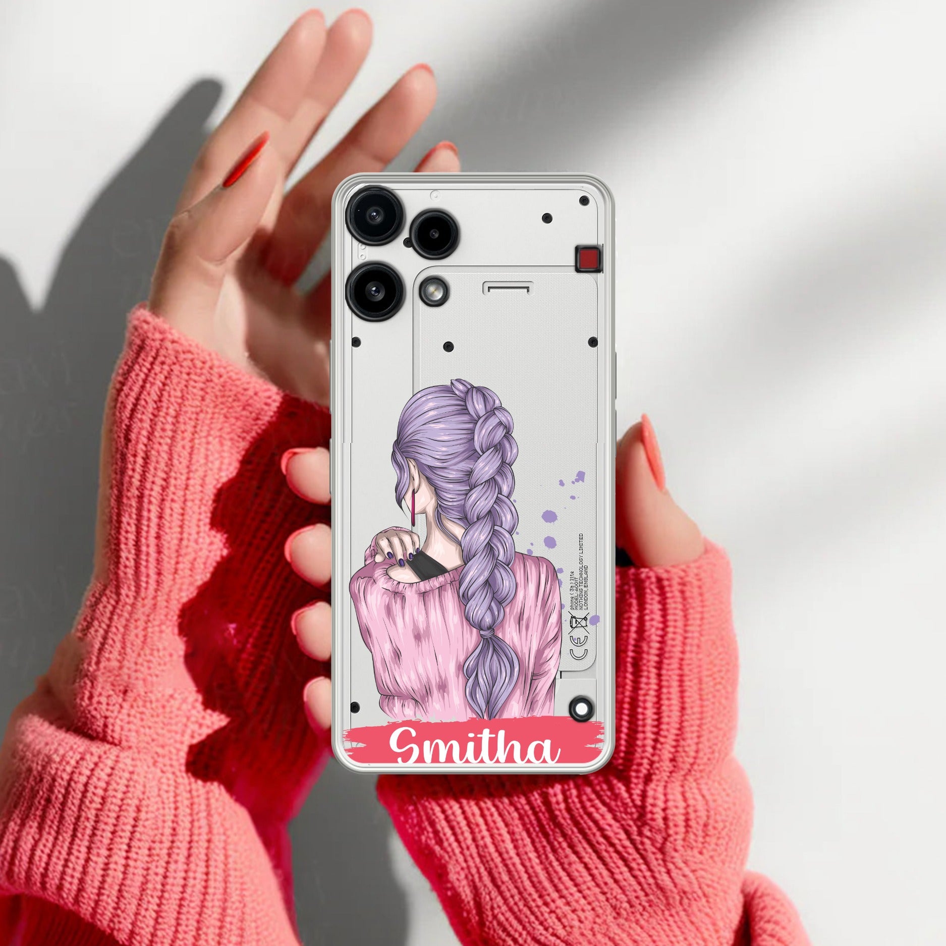 Braid Girl Customize Transparent Silicon Case For Nothing