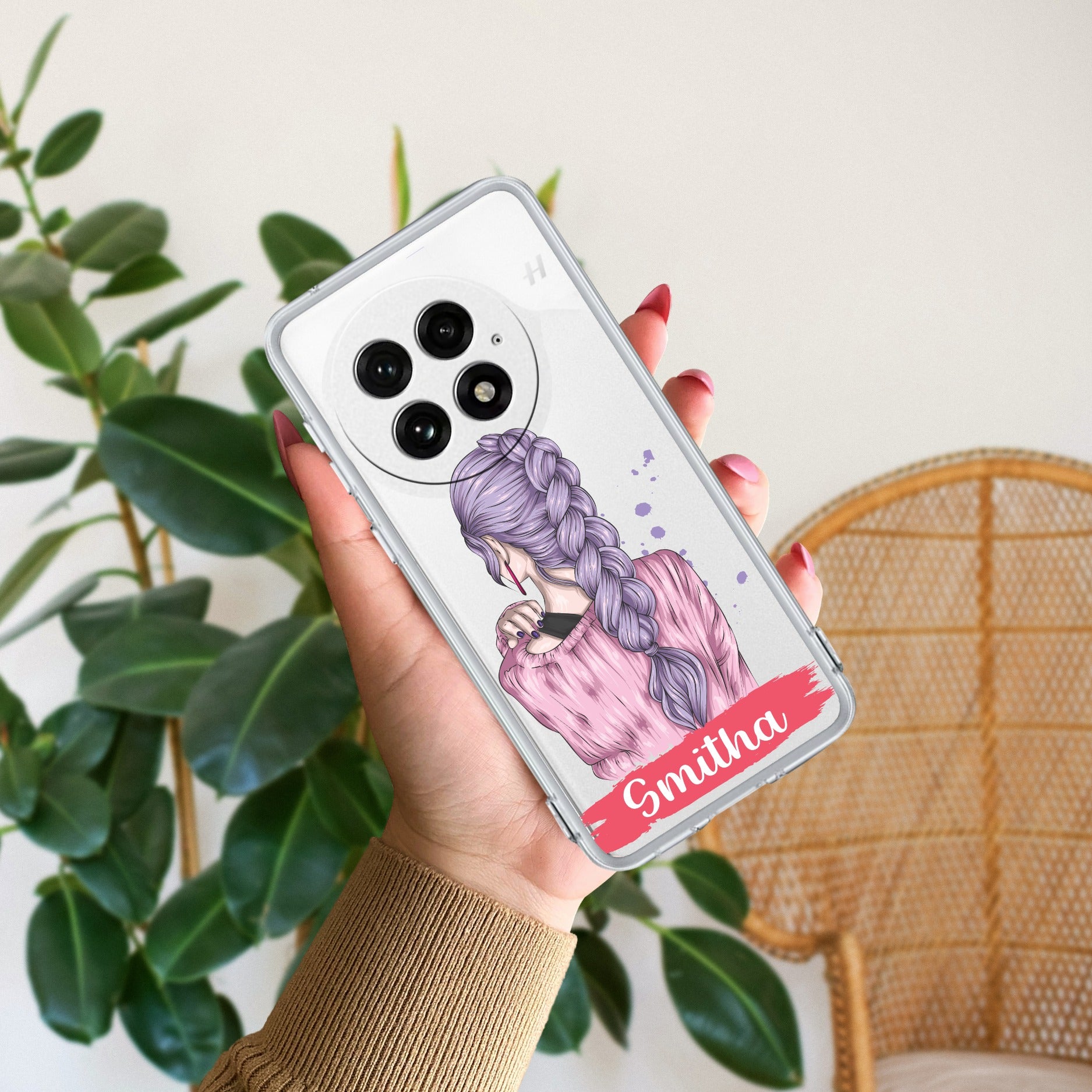 Braid Girl Customize Anti Yellow Case For OnePlus 13 5G