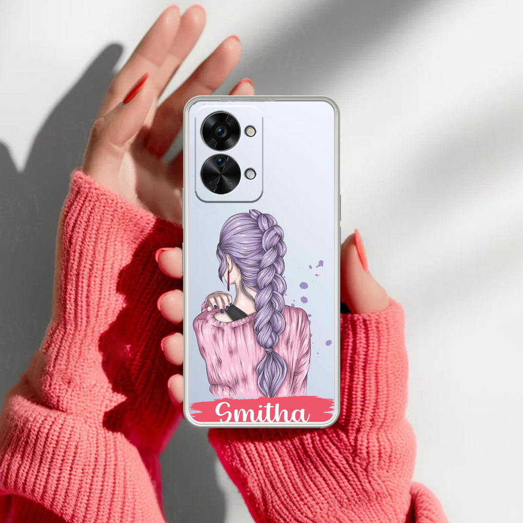 Braid Girl Customize Transparent Silicon Case For OnePlus Nord 2T 5G