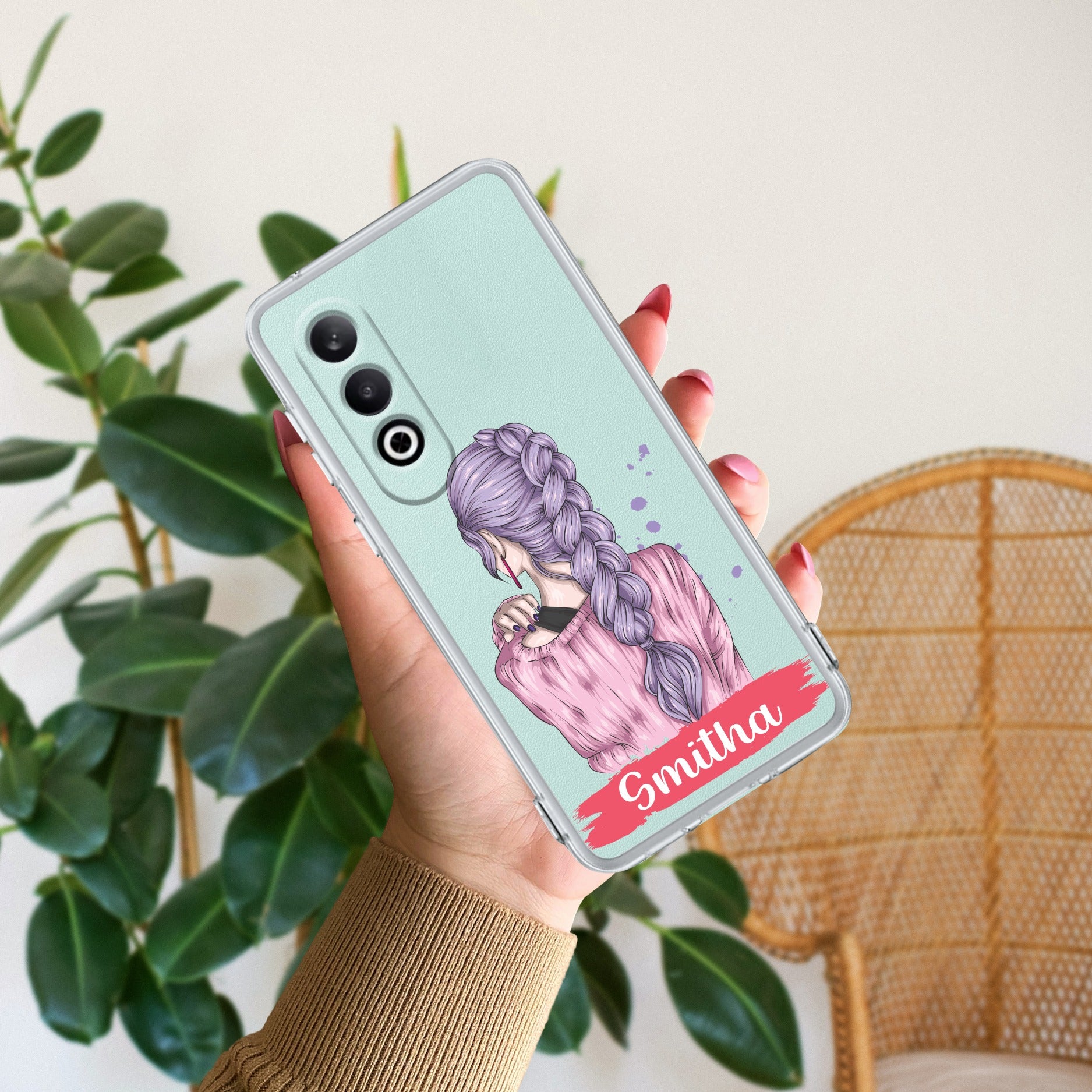 Braid Girl Customize Anti Yellow Case For OnePlus Nord CE 4 5G