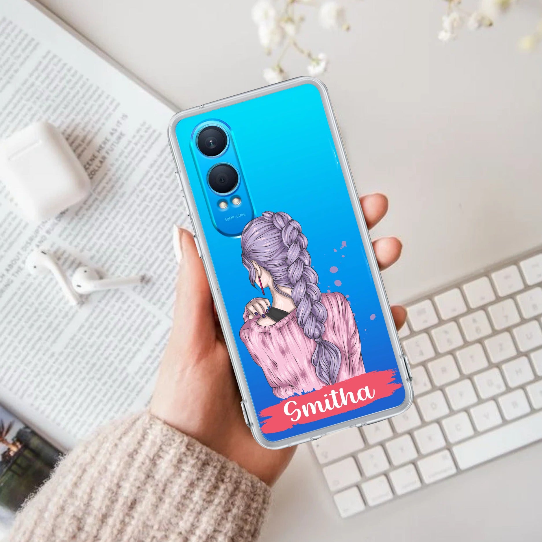 Braid Girl Customize Transparent Silicon Case For OnePlus
