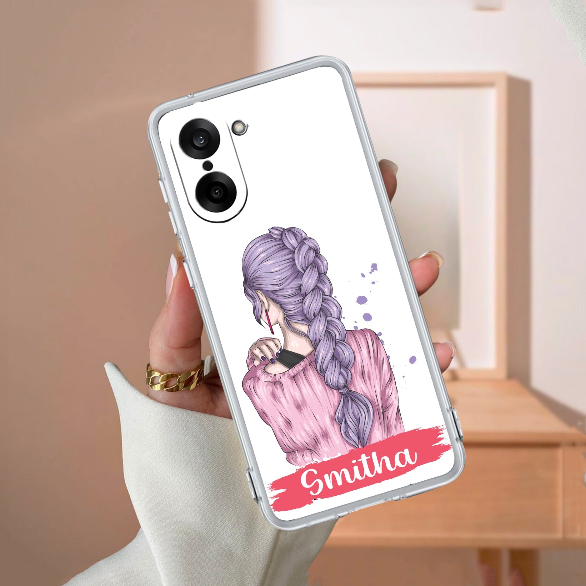 Braid Girl Customize Transparent Silicon Case For OnePlus