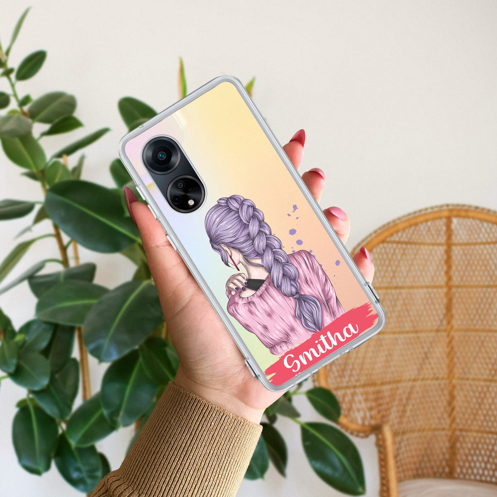 Braid Girl Customize Anti Yellow Case For Oppo F23 5G