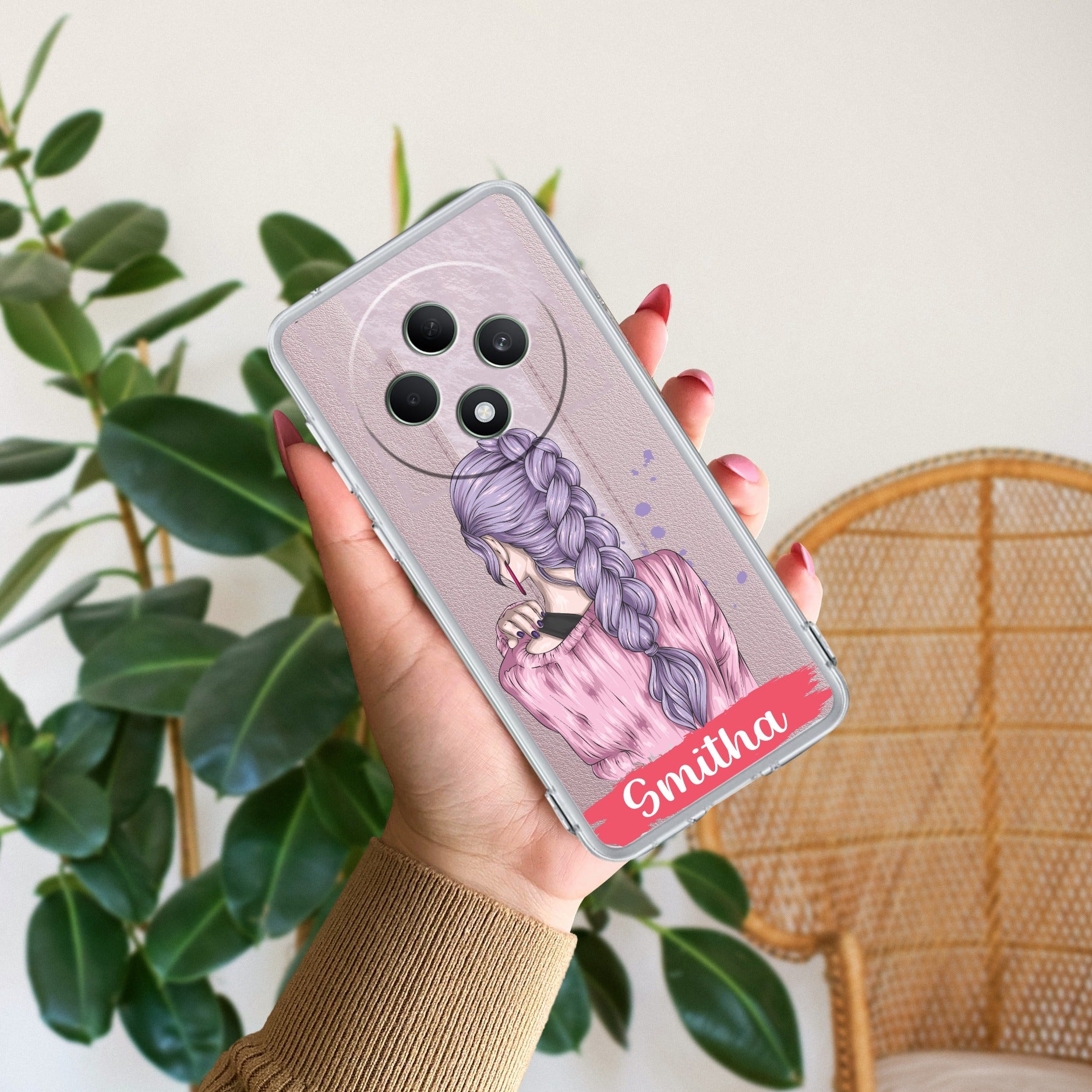 Braid Girl Customize Transparent Silicon Case For Oppo F27 Pro Plus 5G